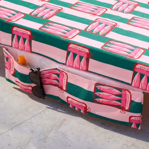 OHS Striped Microfibre Beach Towel for Adults, Quick-Drying and Absorbent, Pink/Green, W: 75 cm x L: 215 cm – 2