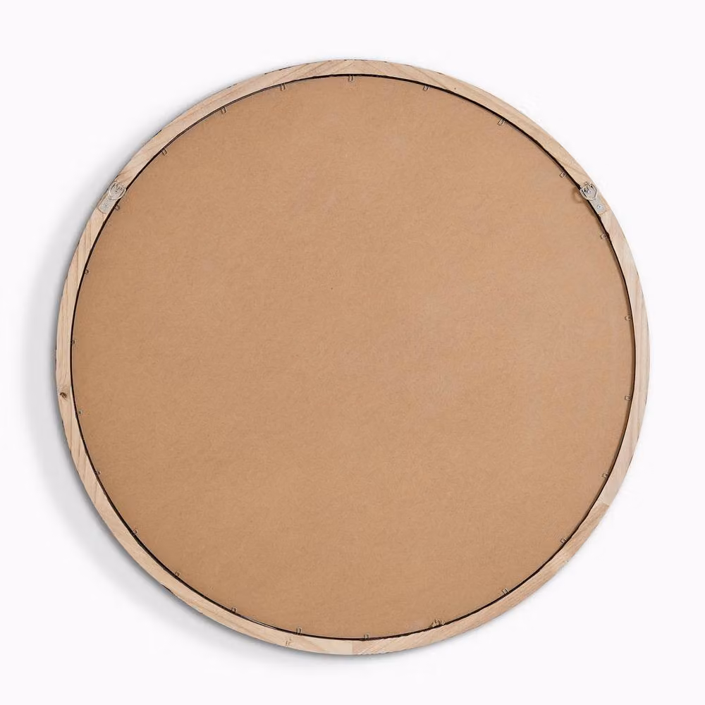 FurnitureboxUK Judith Round Mid-Century Wall Mirror in Brown Wood, W/D/H: 80 x 80 x 1 cm – 2