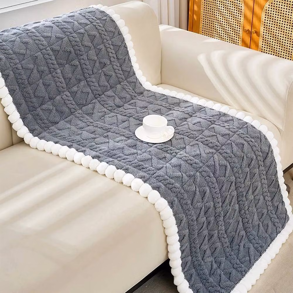 SPETLEK Non-Slip Thick Warm Plush Sofa Slip Cover in Grey – 2