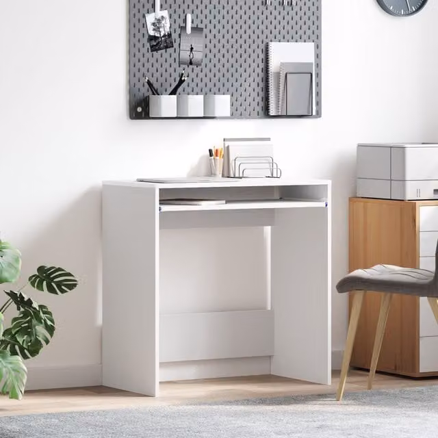 Berkfield Home Modern White Computer Desk with Compact Organisers and Extendable MDF Surface – 1