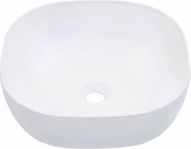 Berkfield Home White Ceramic Square Countertop Wash Basin W: 42.5 cm, D: 42.5 cm, H: 14.5 cm