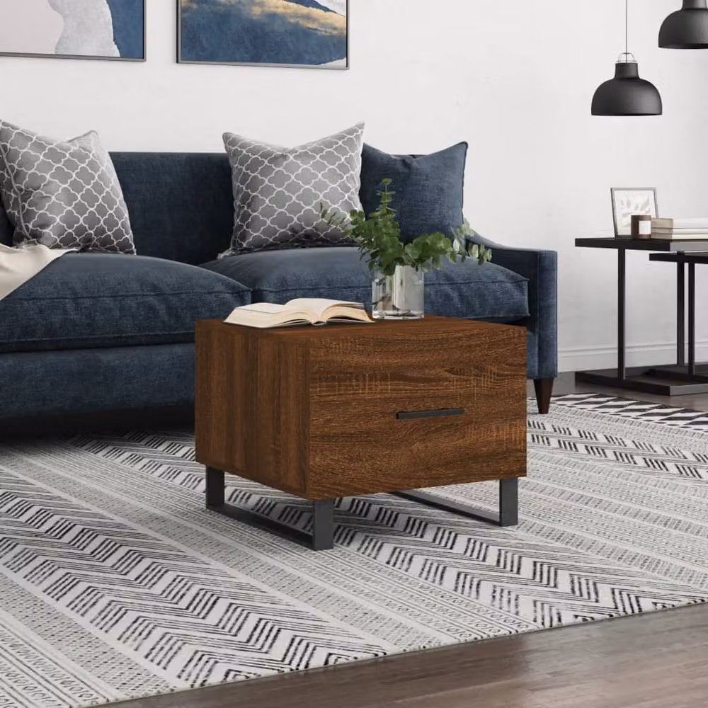 Berkfield Home Square Coffee Table in Brown Oak, W/D/H: 50 x 50 x 40 cm – 2