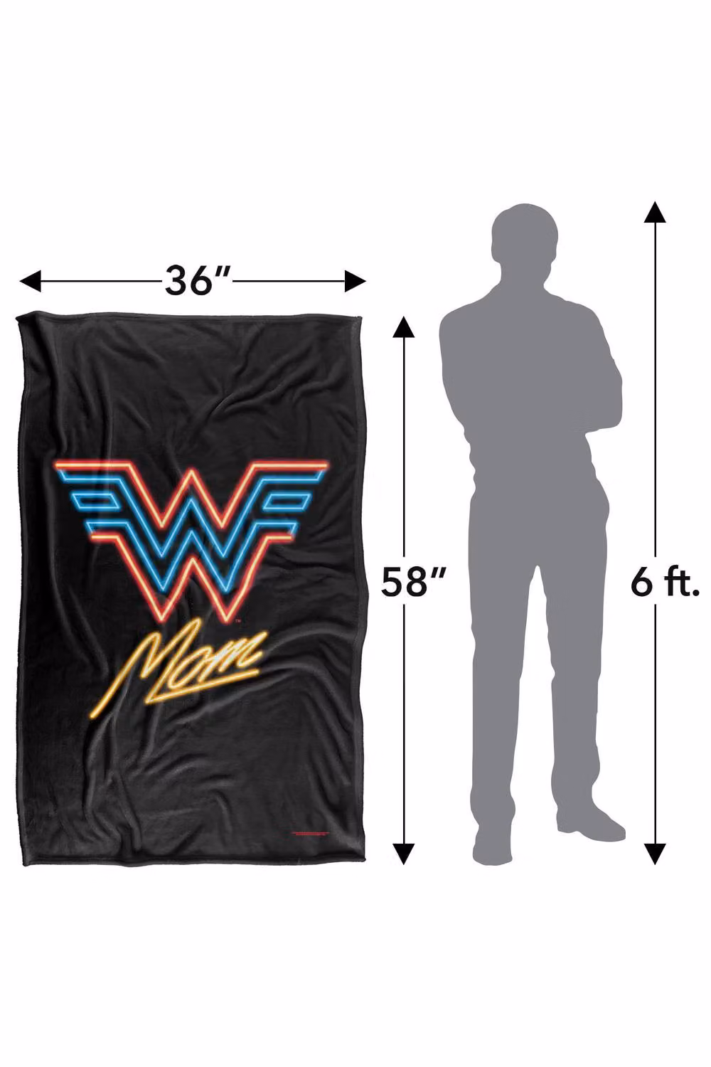 Warner Bros. Wonder Woman Movie Wonder Mon Neon Silky Touch Super Soft Fleece Throw Blanket, Multicolour, W: 91 cm, D: 147 cm – 8