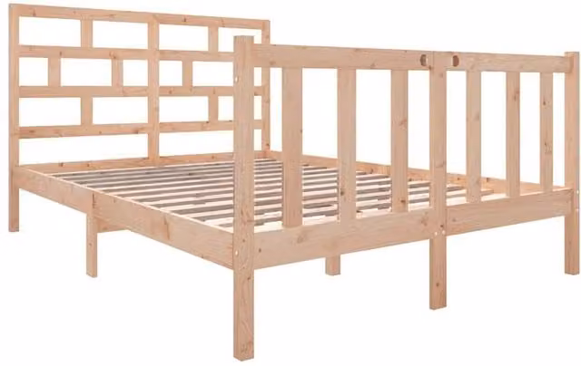 Berkfield Home Beautiful Solid Wood Pine Bed Frame, Brown, W/D/H: 140 x 195.5 x 69.5 cm