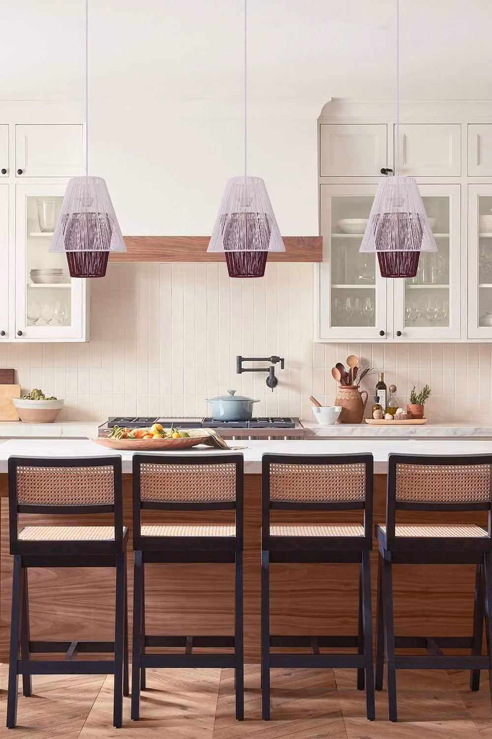 Living and Home Modern White and Purple Suspended Pendant Light with Paper Rope Design – 3