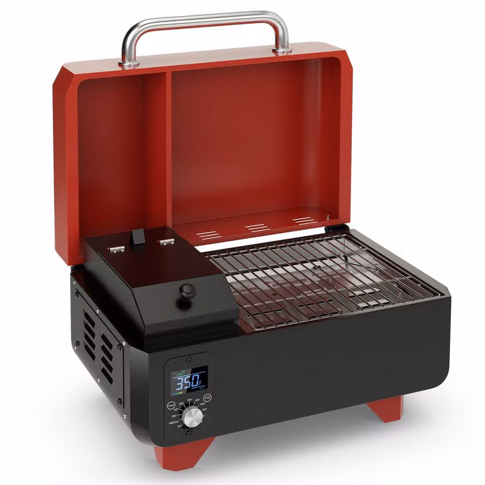 Costway 8-in-1 Digital Control Wood Pellet Smoker and Tabletop Grilling Stove, Red, W/D/H: 46 x 38 x 46 cm – 4