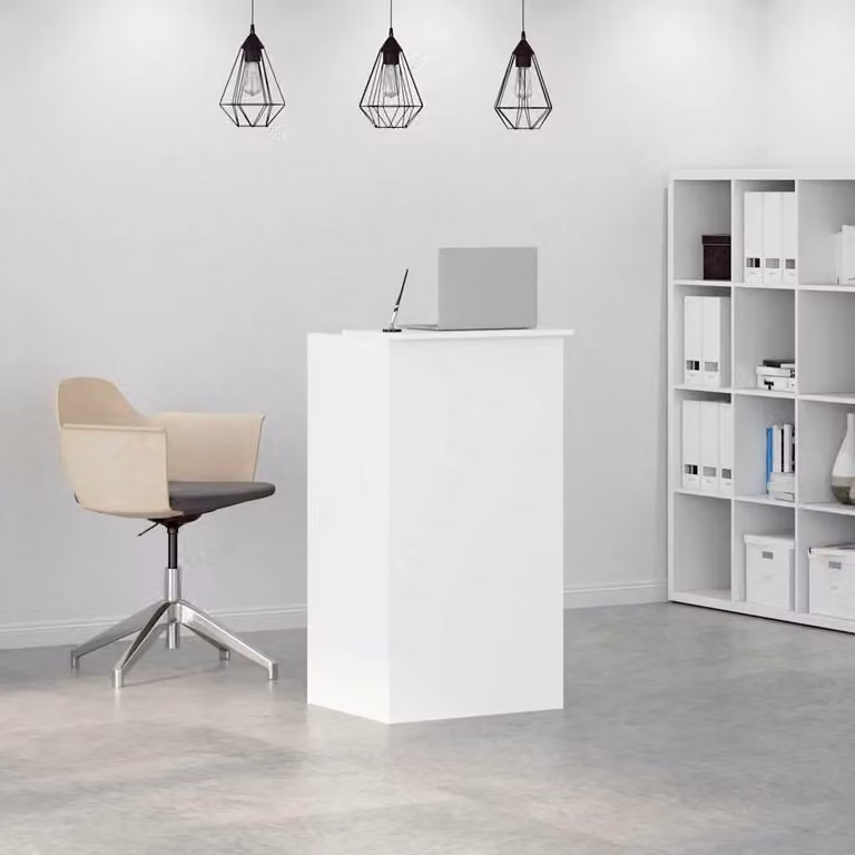 Berkfield Home White Modern Reception Desk in Engineered Wood W/D/H: 55 x 50 x 103.5 cm