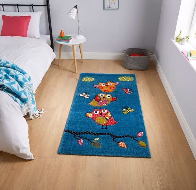 Terrys Patchwork Childrens Rug in Blue and Pink