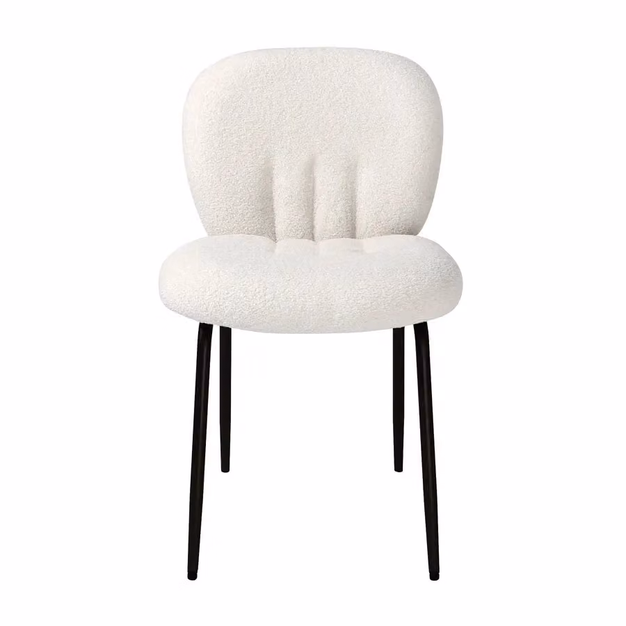 Home Garden Direct Muffin Set of 2 Modern Upholstered Dining Chairs in Beige Boucle – 2