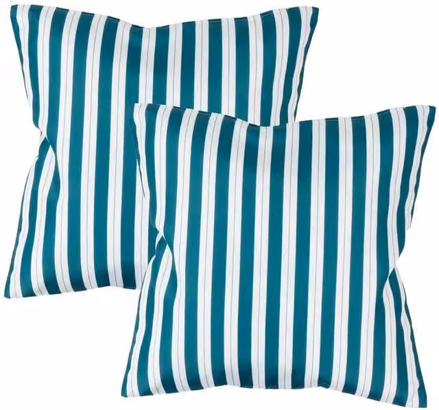 Gardenwize Pack of 2 Teal Striped Outdoor Scatter Cushions, W/D/H: 45 x 45 x 45 cm – 1