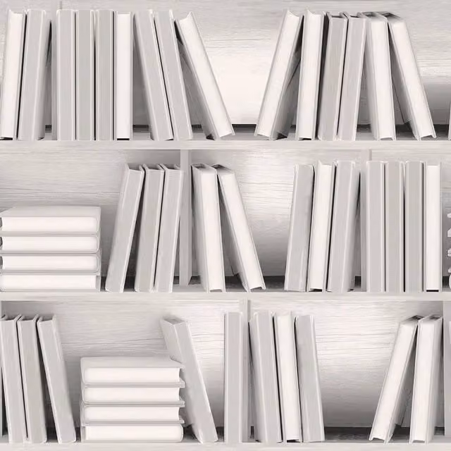 I Love Wallpaper Modern Library Wallpaper Sample in White
