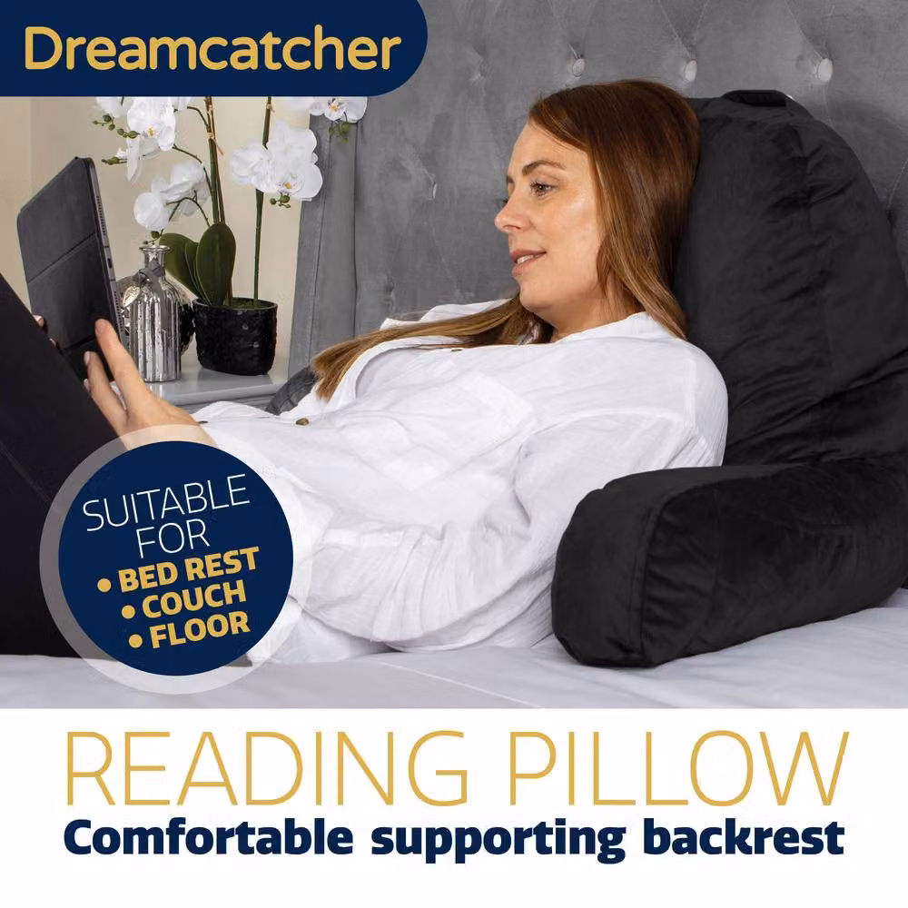 Dreamcatcher Black Velvet Memory Foam Wedge Reading Pillow with Removable Cover – 2