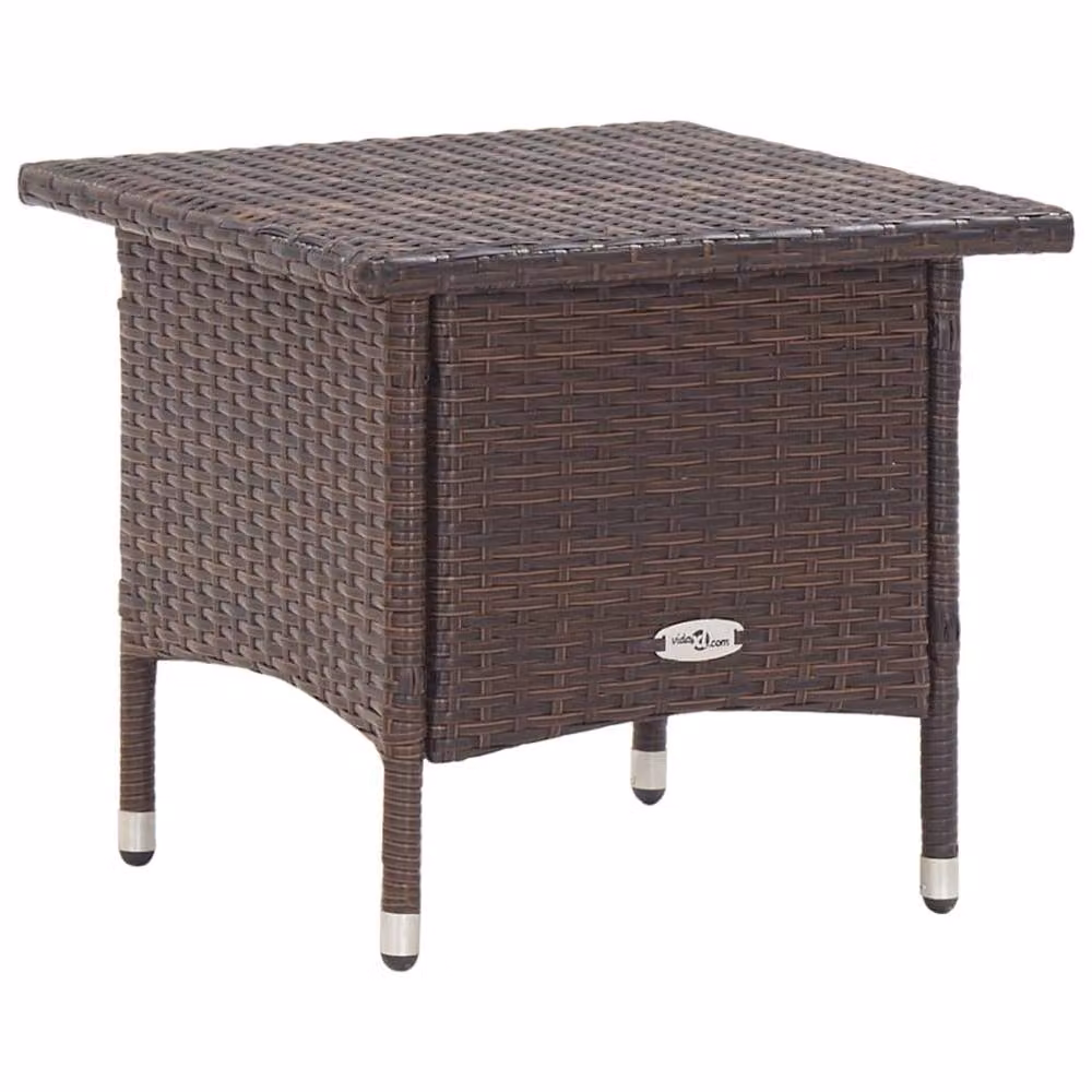 Berkfield Home Brown Poly Rattan Garden Tea Table, W/D/H: 50 x 50 x 47 cm – 2