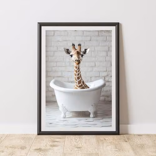 60 Second Makeover Baby Giraffe Animal Print Paper Poster, A3, Multicolour