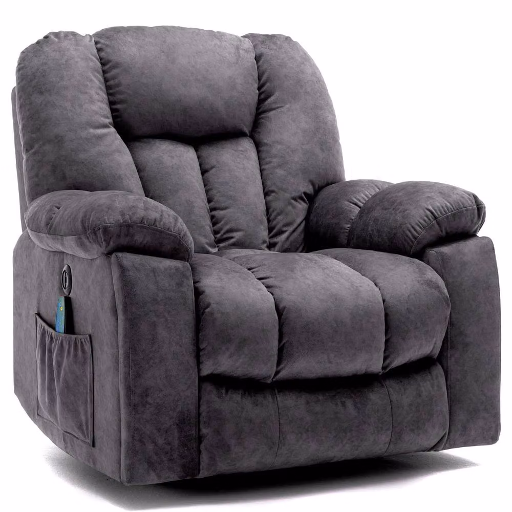 Rolipo Grey Velvet Power Lift Recliner Chair with Massage and Heat for Seniors – 4