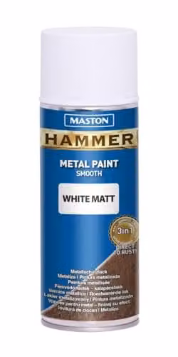 Maston Hammer Smooth Spray Paint, White, Matt, 400ml