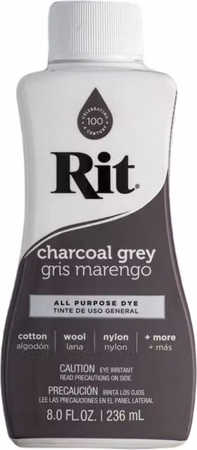 Rit All Purpose Fabric Liquid Dye for Natural Fibres in Charcoal Grey