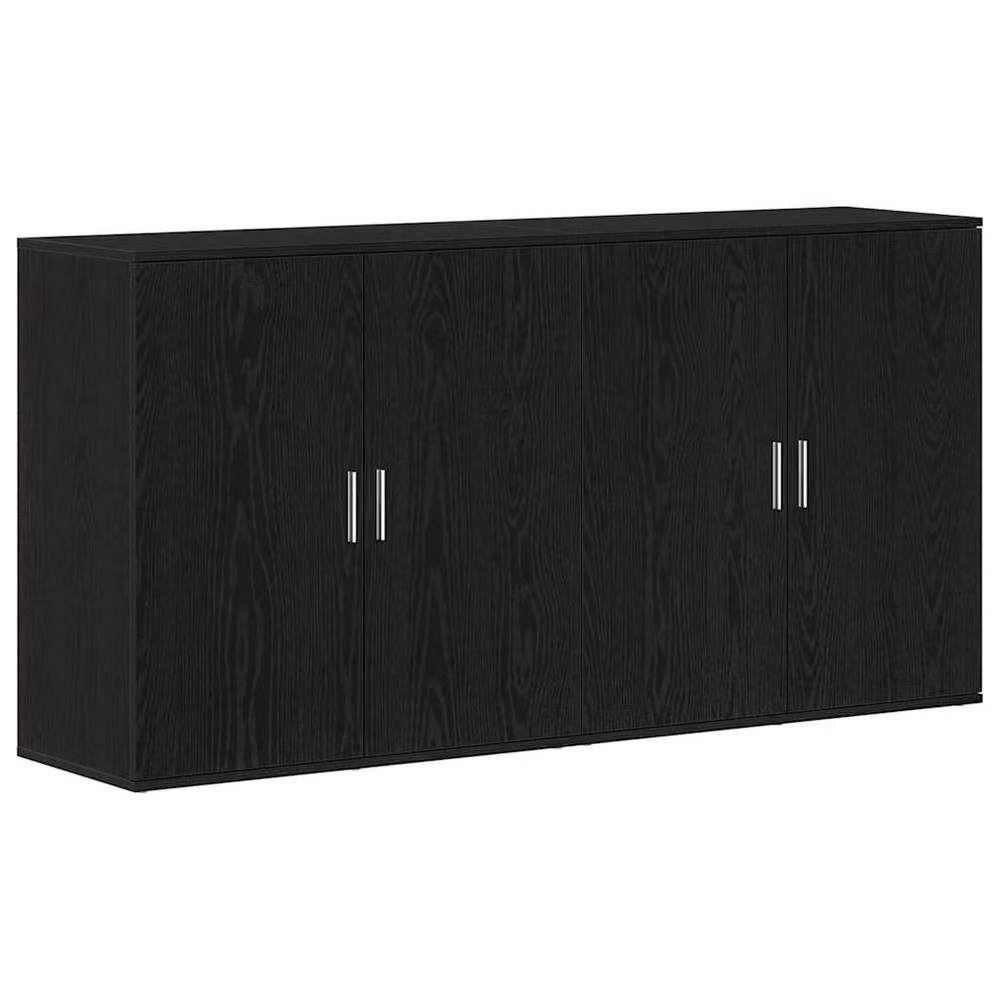 Berkfield Home Set of 2 Modern Black Oak Sideboards in Engineered Wood, W/D/H: 79 x 38 x 80 cm – 3