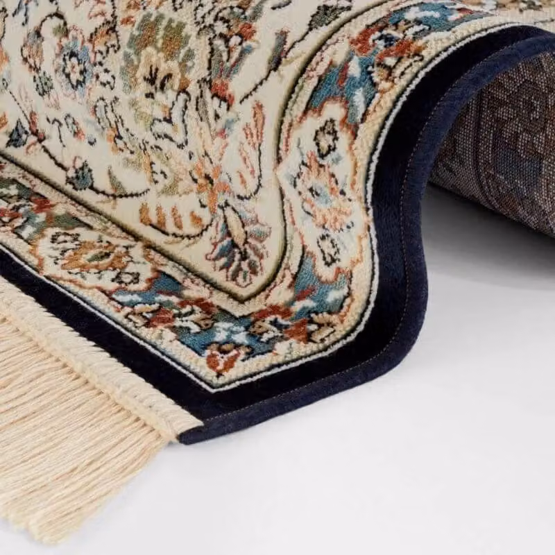 THE RUGS Oriental Nain Medallion Velvet Viscose Rug in Dark Blue, W: 160 cm, D: 230 cm – 2