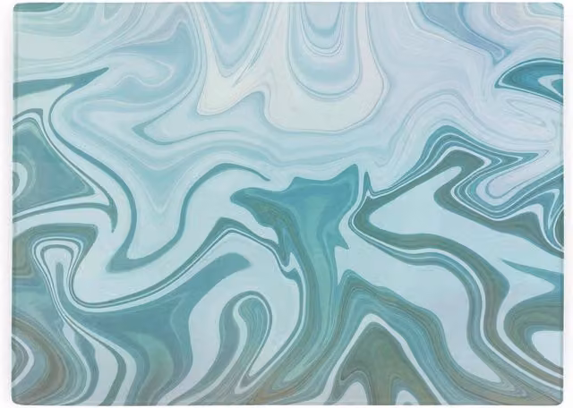 Purely Home Blue Marbled Rectangular Glass Worktop Protector and Chopping Board
