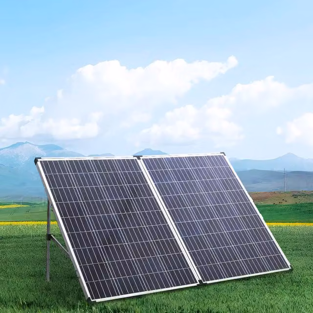 Livingandhome Foldable 12V Solar Power Panels with Charger Controller Off Grid, Black, Width: 63 cm