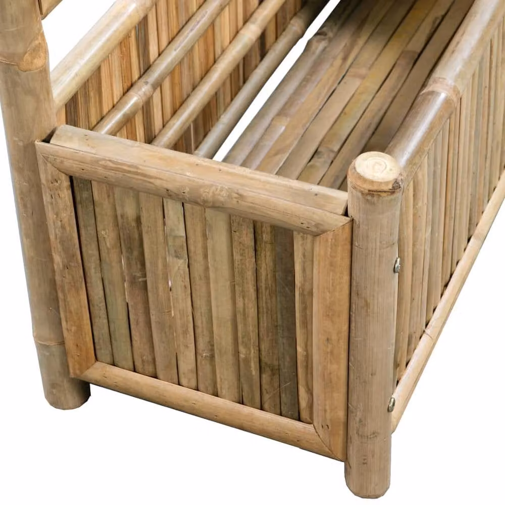 Berkfield Home Garden Wooden Raised Bed with Bamboo Trellis, Brown, W: 135 cm, D: 70 cm, H: 30 cm – 4