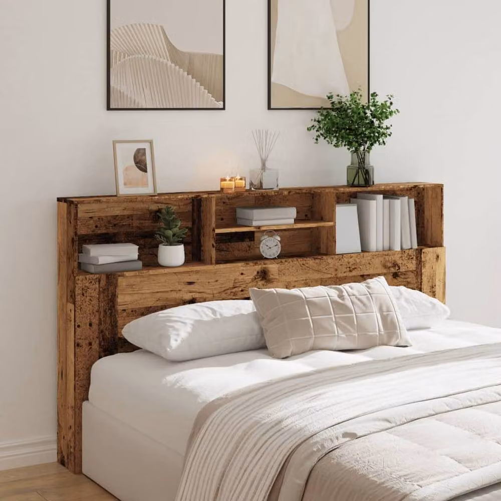 Berkfield Home Headboard Cabinet in Old Wood Brown, W/D/H: 180 x 19 x 103.5 cm – 3