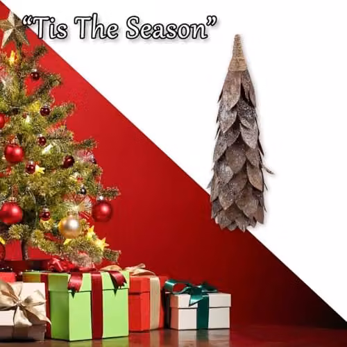 VFM e-Store Christmas Wood Cone Decoration, Brown, H 48 cm x W 20 cm – 6
