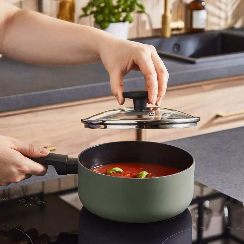 Morphy Richards 5-Piece Green Aluminium and Ceramic Saucepan and Frying Pan Set – 5