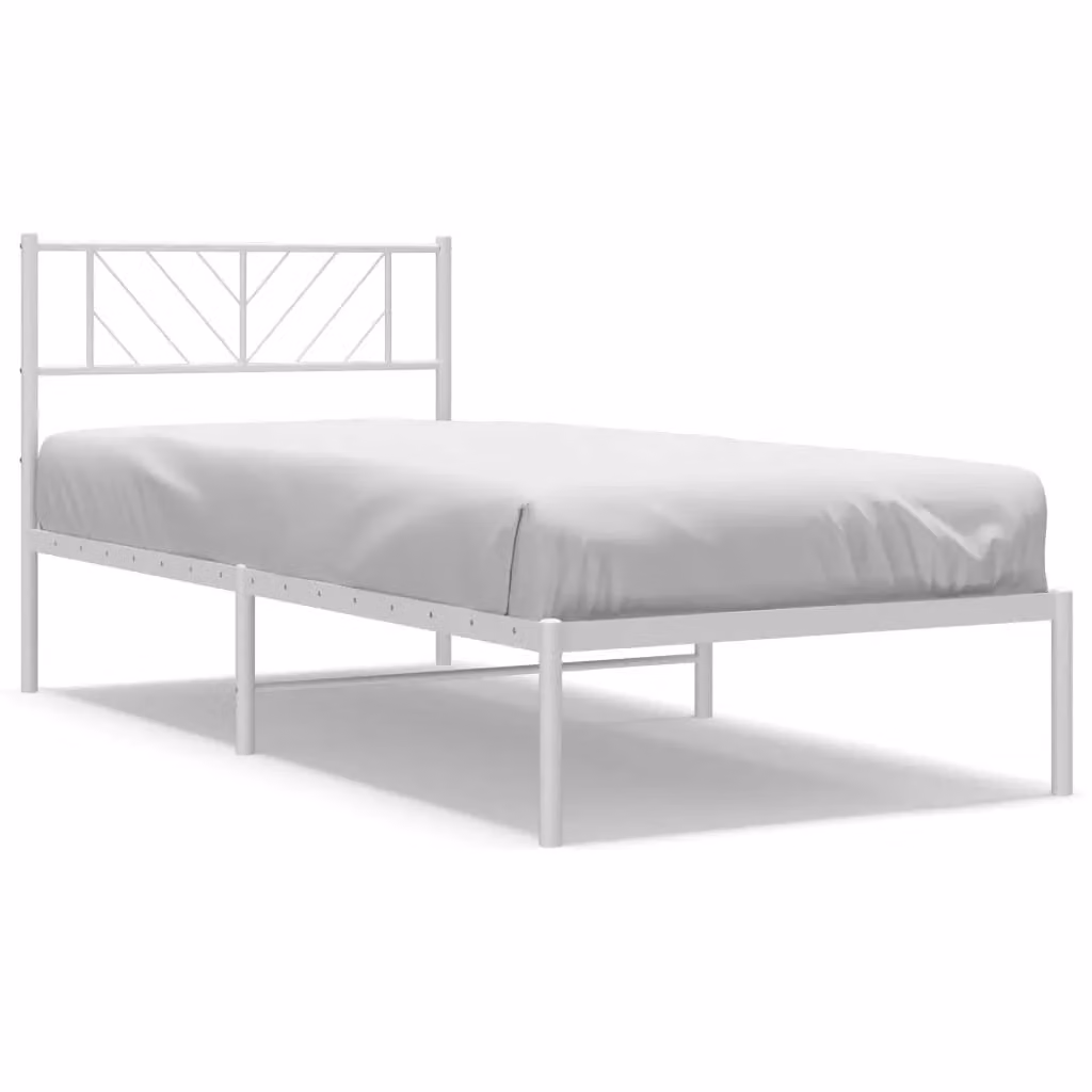Berkfield Home Metal Bed Frame with Headboard in White, W/D/H: 80 x 200 cm – 2