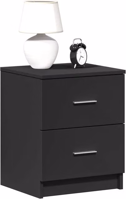 Berkfield Home Set of 2 Bedside Cabinets with 2 Drawers in Black and Grey, W/D/H: 40 x 36 x 50 cm