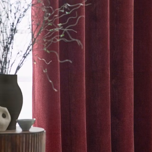 Make It A Home Red Chenille Velvet Room Darkening Eyelet Curtains, Height: 183 cm, Width: 117 cm