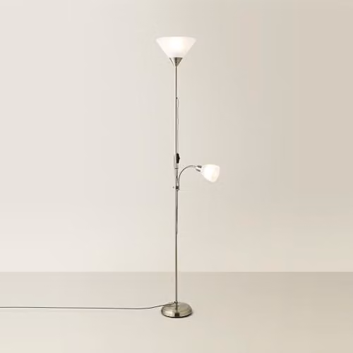 ValueLights Moz Mother and Child Uplighter Floor Lamp in Gold/Brass with LED Bulbs – 1