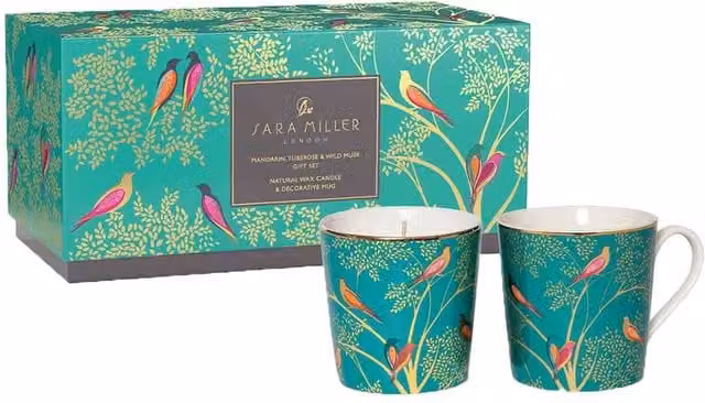 Sara Miller London Mandarin, Tuberose & Wild Musk Candle Gift Set in Green and Gold – 1