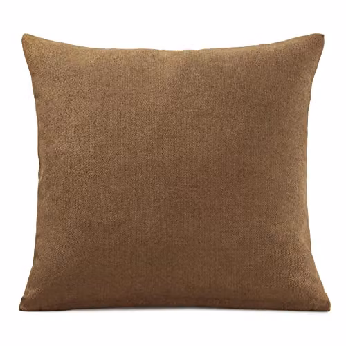 Alan Symonds Luxury Living Velvet Chenille Cushion Covers in Beige and Brown, W/D/H: 45 x 45 x 45 cm – 1