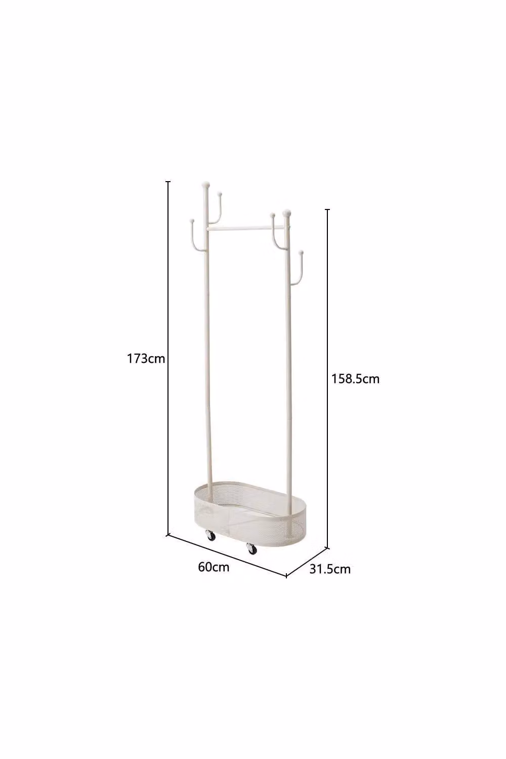 H&O Direct Small Metal Clothes Rail with Dual Hook and Rail Matrix in White – 2