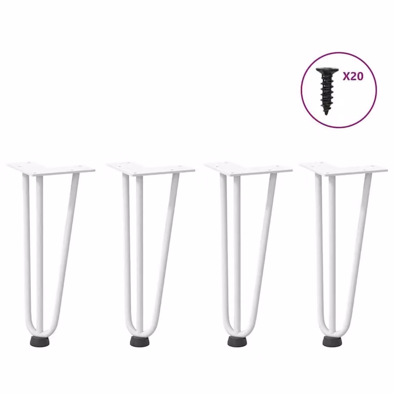 Berkfield Home White Steel Hairpin Table Legs, 4 Pieces, Height: 30 cm
