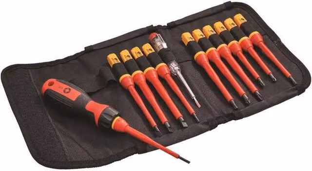 Faithfull 13 Piece Quick Change VDE Screwdriver Set with Storage Wallet in Red – 6