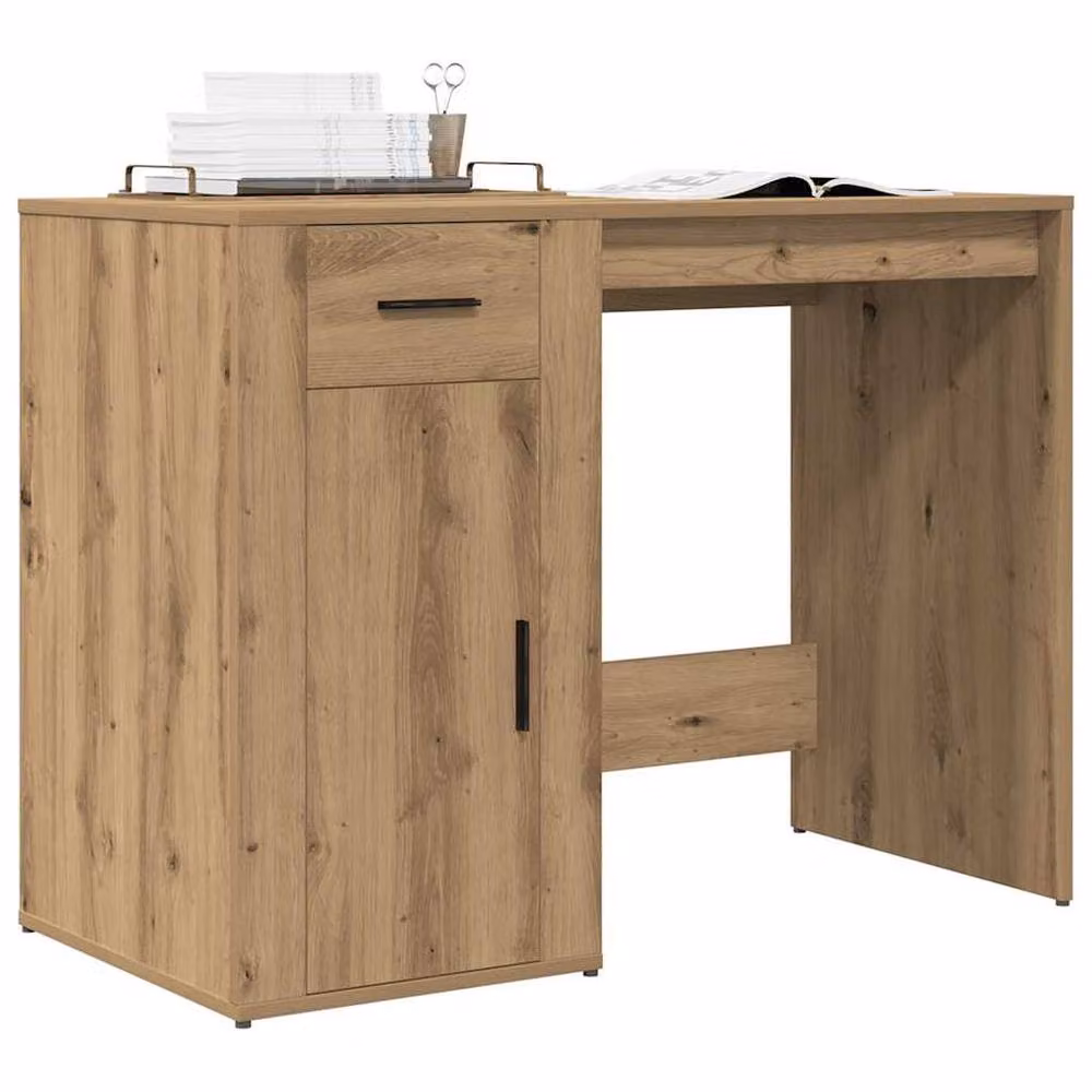 Berkfield Home Elegant Artisan Oak Writing Desk in Brown, W/D/H: 100 x 49 x 75 cm – 2