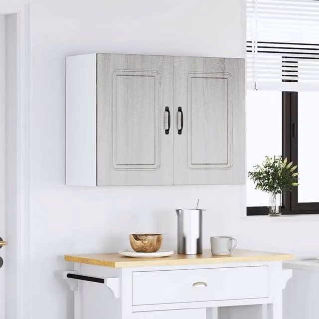 Berkfield Home Kalmar Wall Mounted Kitchen Cabinet in Grey Sonoma Matt Engineered Wood W/D/H: 60 x 31 x 80 cm