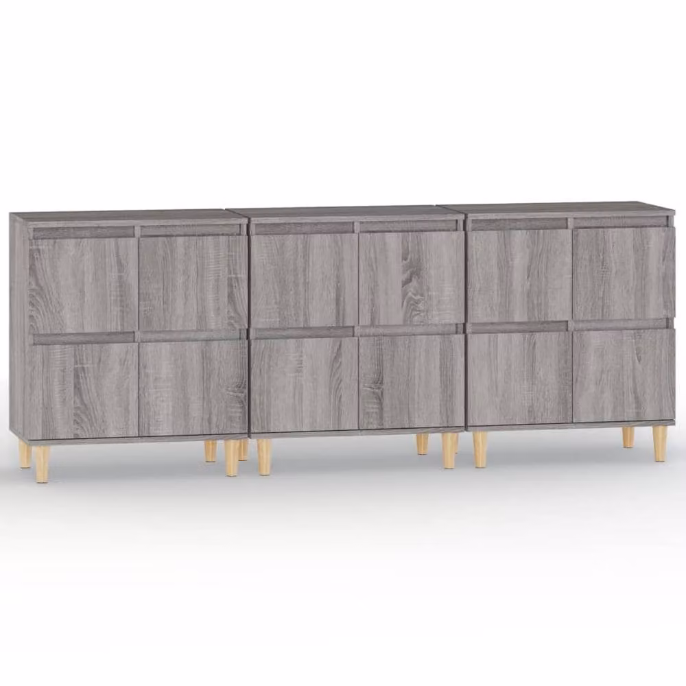 Berkfield Home Set of 3 Grey Sonoma Sideboards in Engineered Wood, W/D/H: 60 x 35 x 70 cm – 2