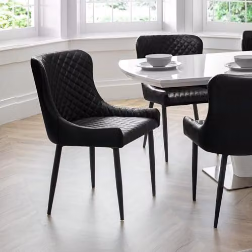 Julian Bowen Set of 2 Luxe Faux Leather Upholstered Dining Chairs with Armrests in Black – 2
