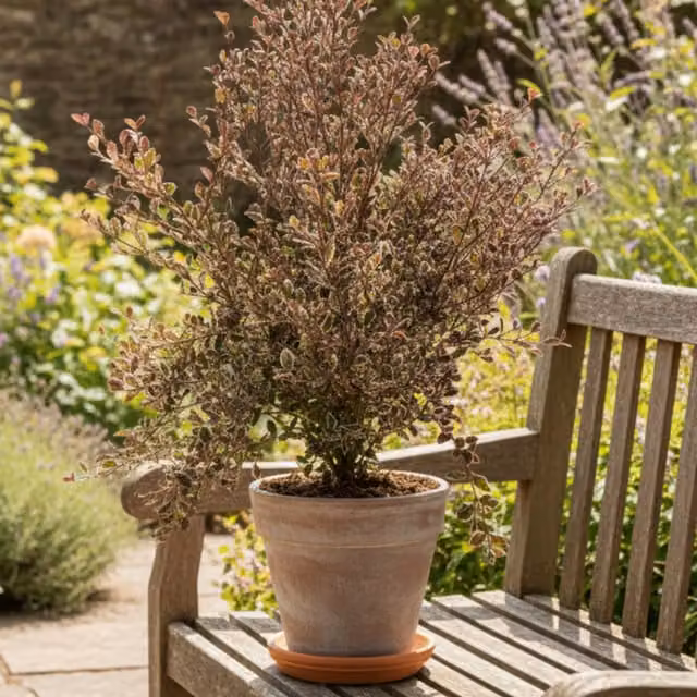 Lophomyrtus White Tiger Variegated Evergreen Ornamental Shrub by The Rose Press Garden in Green, White and Pink