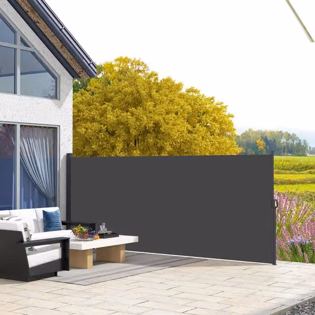 Outsunny Retractable Side Awning Garden Privacy Screen, Black, W: 400 cm, H: 180 cm