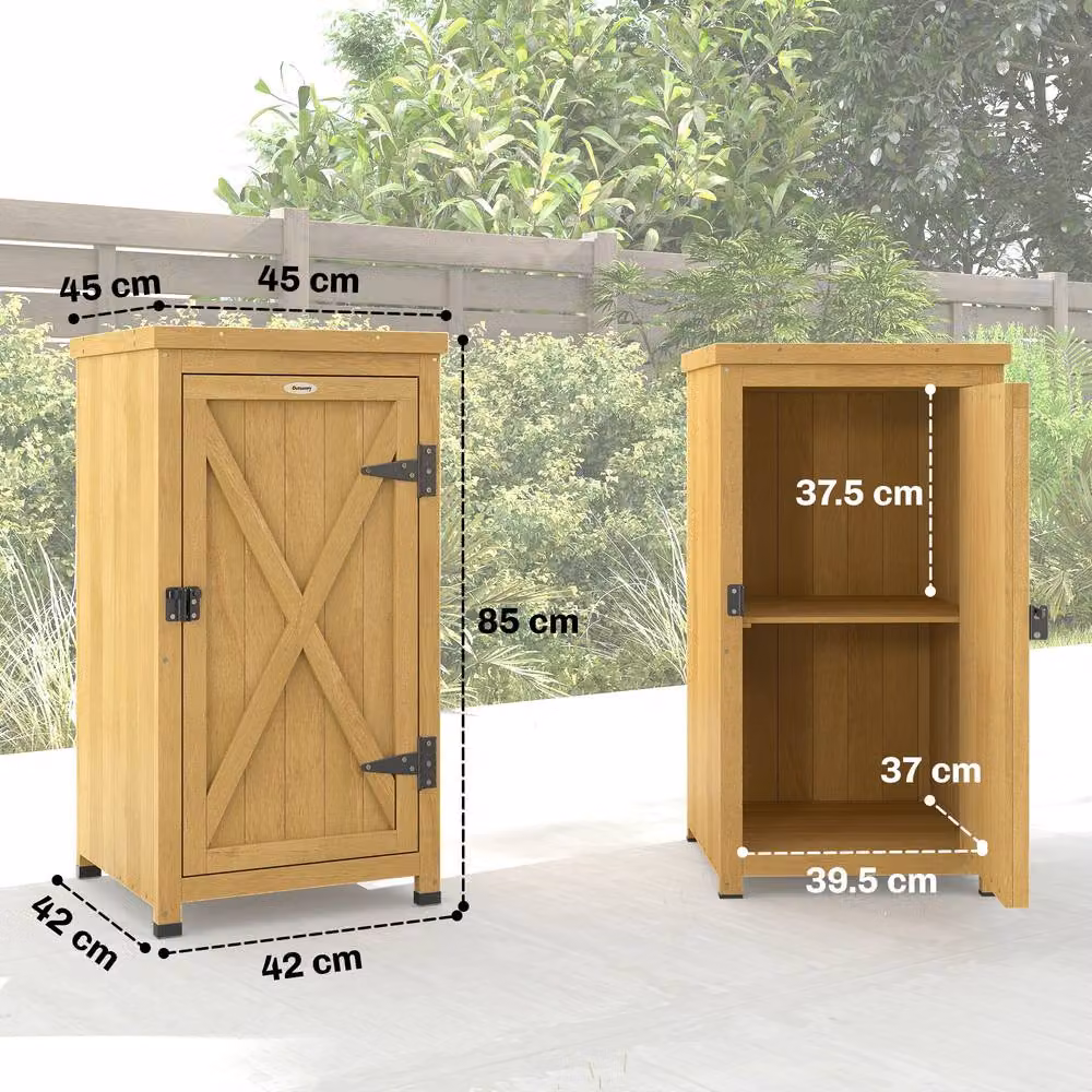 OUTSUNNY Wooden Corner Cabinet with Internal Shelving, Brown, W/D/H: 45.0 x 42.0 x 85.0 cm – 3