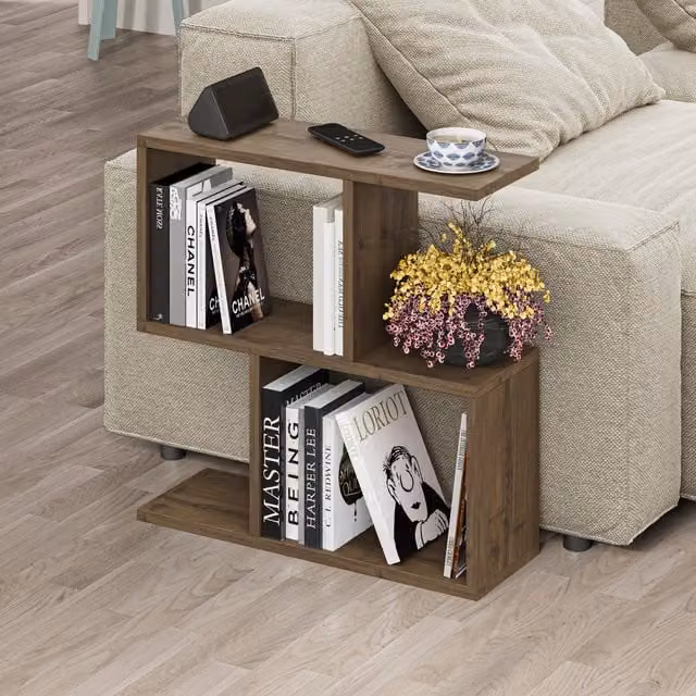 Decortie Modern 4-Compartment Side Table in Brown, W/D/H: 60 x 60 x 19.5 cm – 1