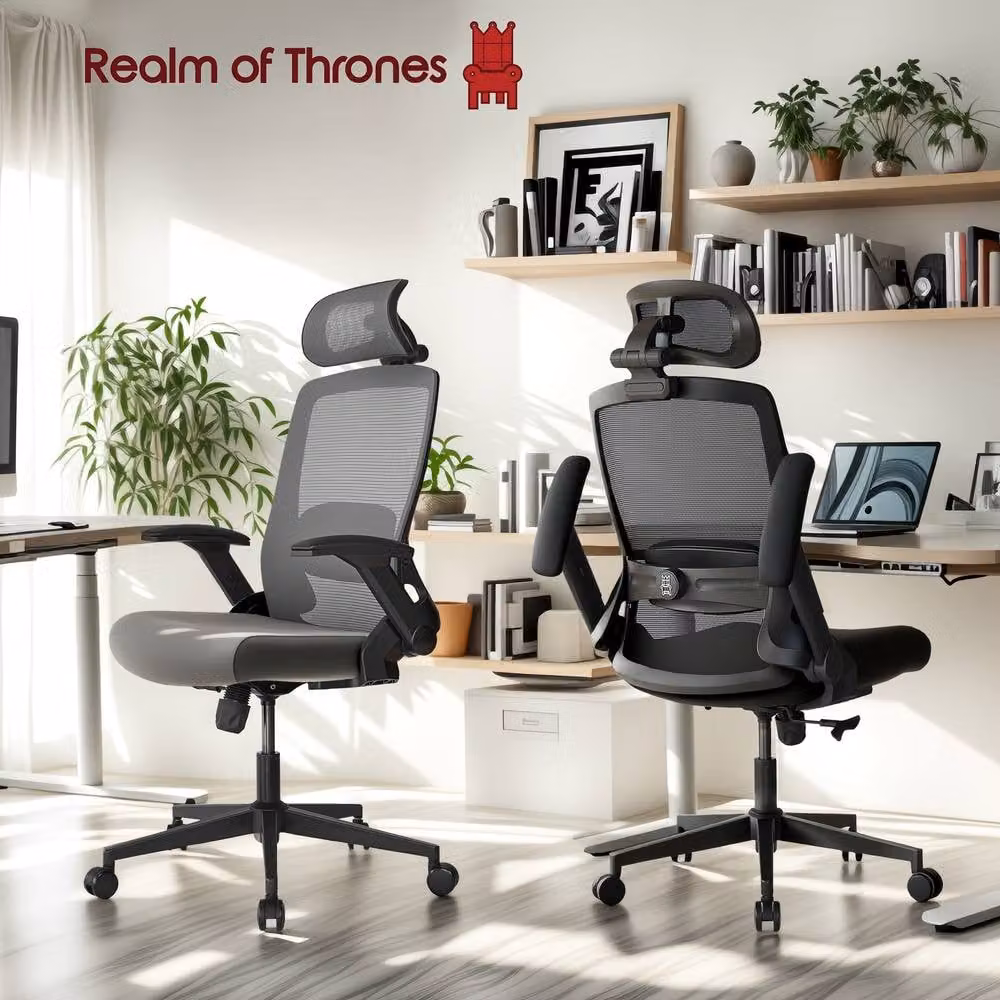 Realm of Thrones Ergonomic High Back Office and Gaming Chair in Black with 3D Headrest – 4