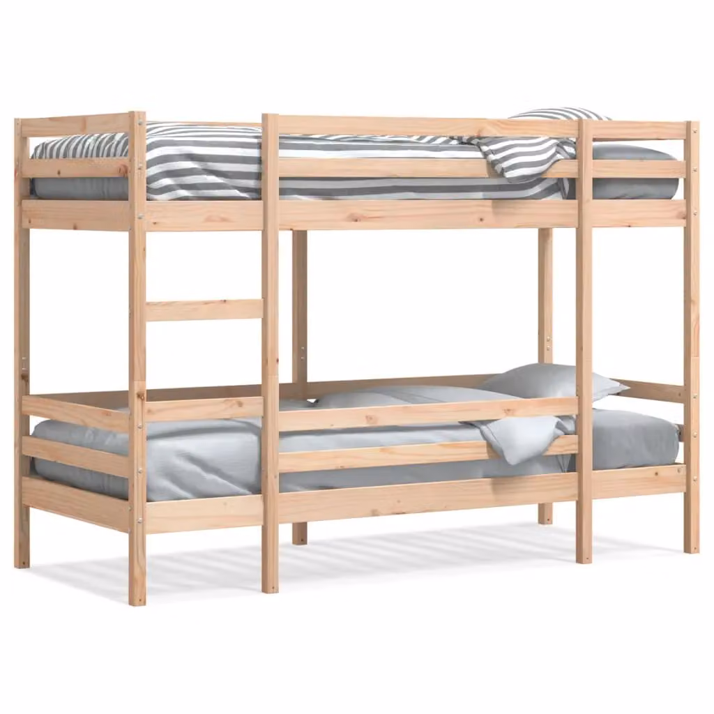 Berkfield Home Single Bunk Bed in Brown Solid Pine Wood, W/D/H: 90 x 190 cm – 2