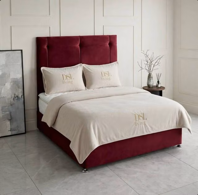 DS Living Kingsley Modern Upholstered Velvet Divan Bed, W/D/H: 140 x 200 cm