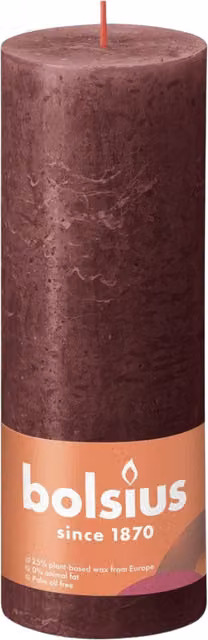 Bolsius Rustic Velvet Red Pillar Candle - Red